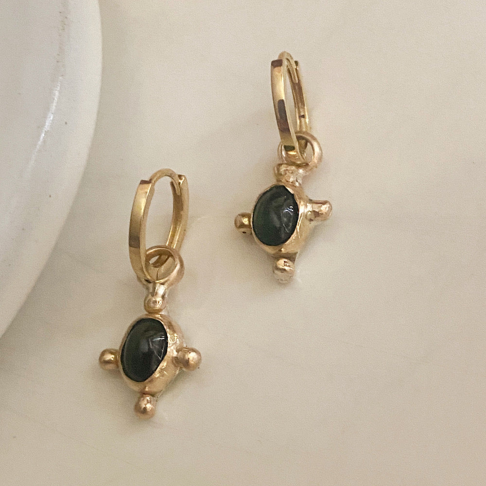 Green Tourmaline Huggies