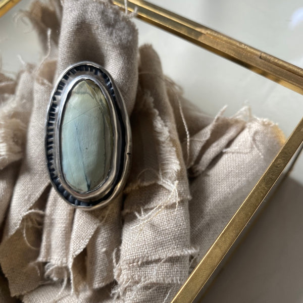 Raised Turquoise Ring in Silver