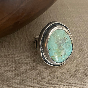 Raised Turquoise Ring in Silver