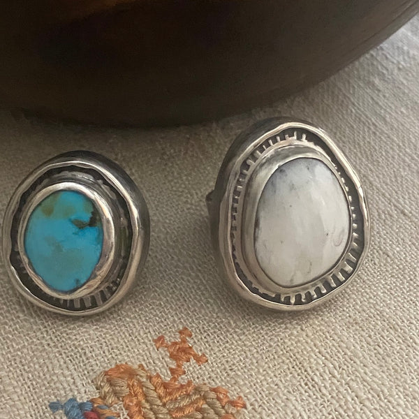 Raised Turquoise Ring in Silver