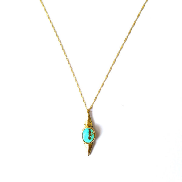 14k Gold Turquoise Double Point Necklace