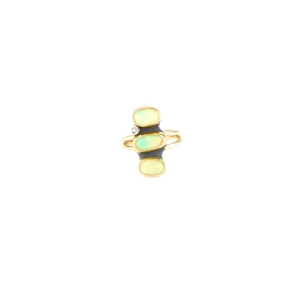 Triple African Opal Diamond Ring
