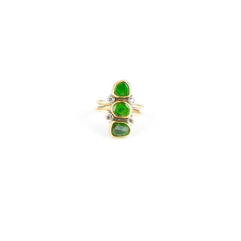 Triple Chrome Diopside Diamond Ring