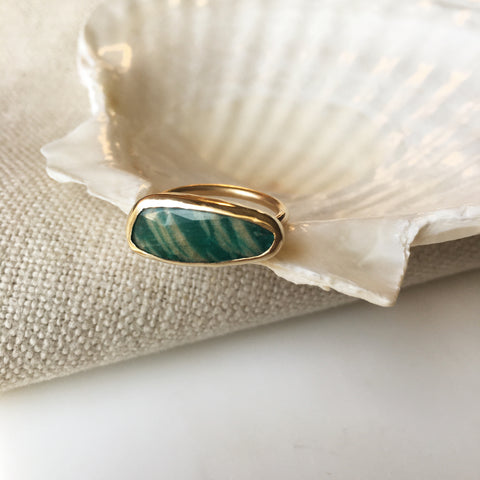 Rosecut Amazonite Ring