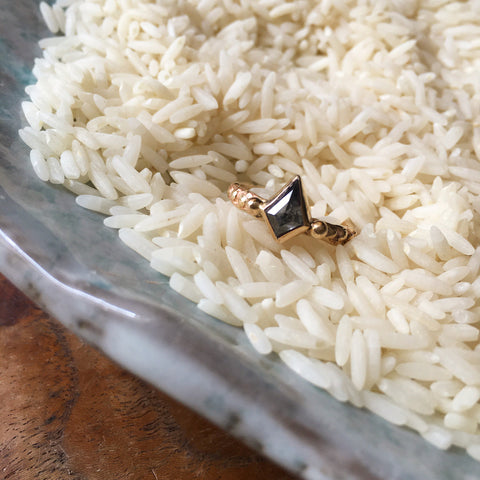 Salt and Pepper Kite Diamond Ring