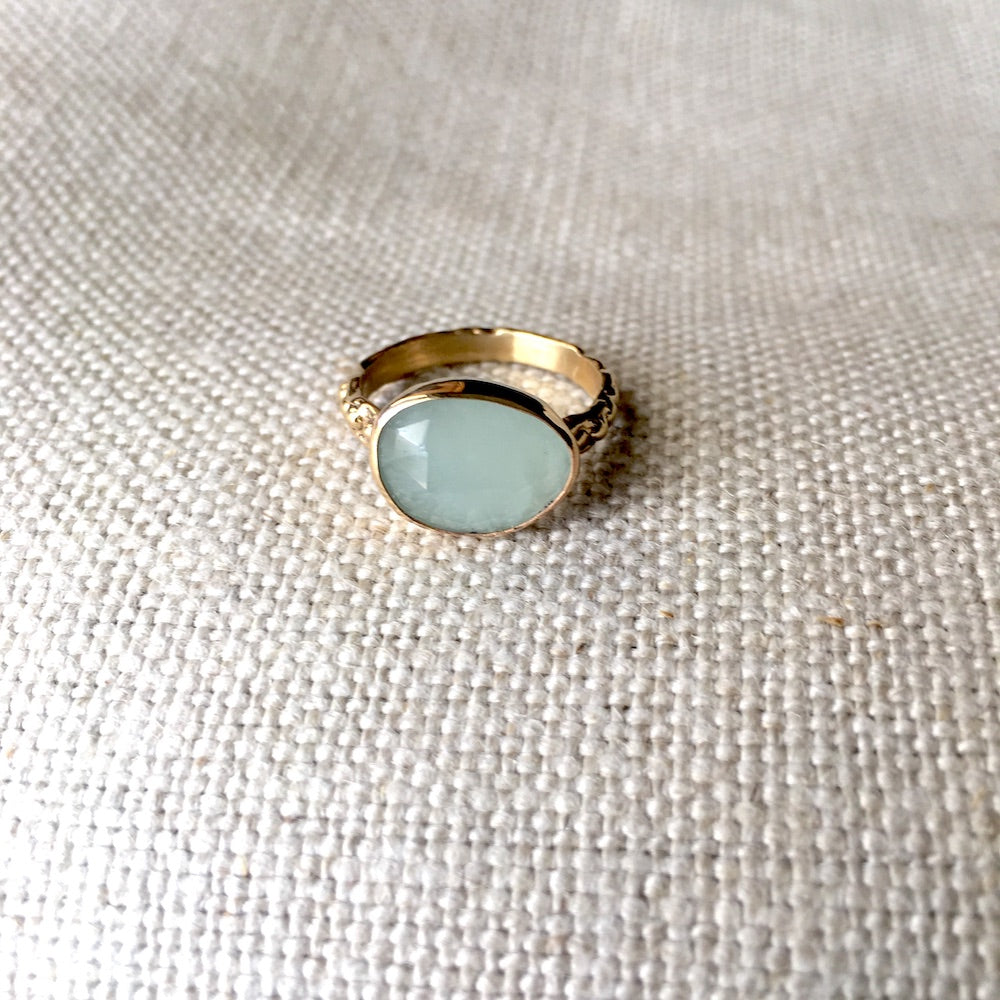 Rosecut Aquamarine Ring in 14k Gold