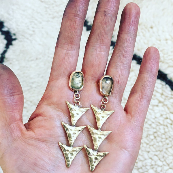 Aquamarine Arrow Earrings