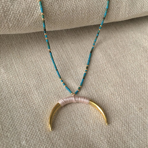 Beaded Crescent Necklace