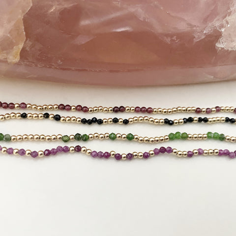 Gold Fill Beaded Mineral Bracelets