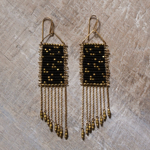 Black Seed Bead Drift Earrings