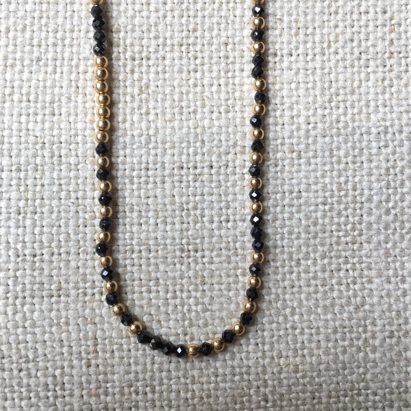 Black Garnet and Gold Fill Necklace