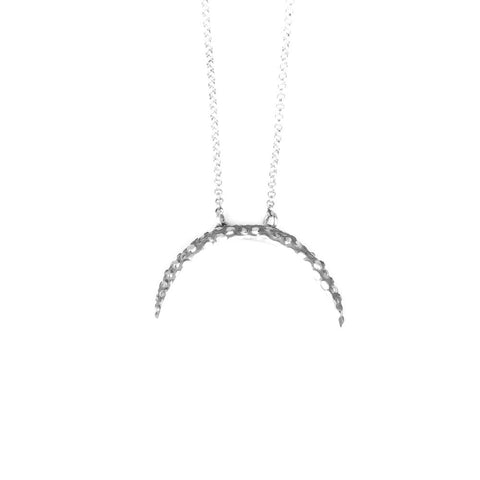 Silver Textured Crescent necklace