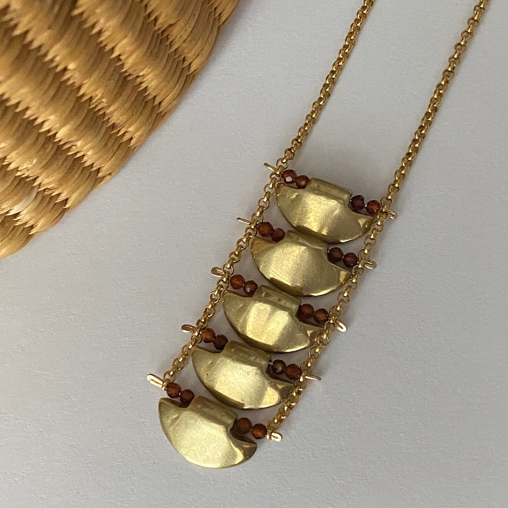 Orange Garnet & Disc Drift Necklace