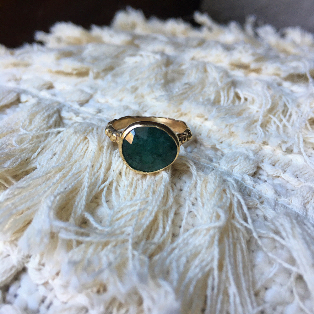 Rosecut Emerald Ring