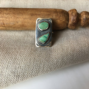 Double Turquoise Stamped Ring