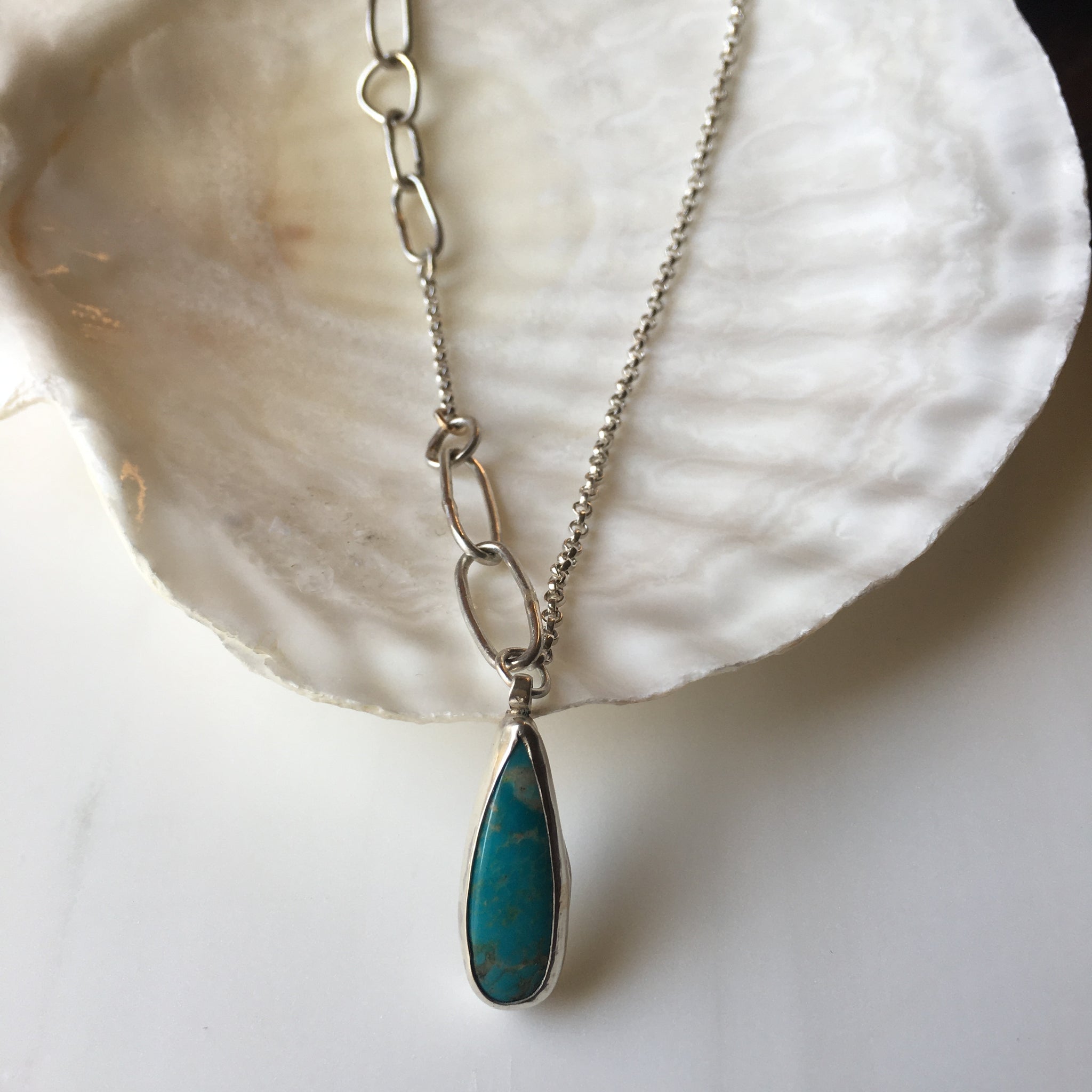 Turquoise Silver Chain Necklace