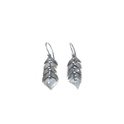Mobile Feather Earrings with Diamonds