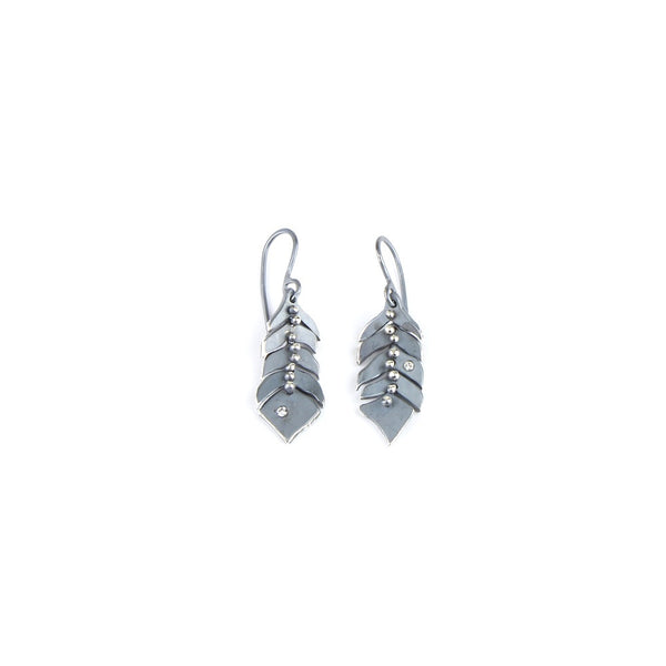 Mobile Feather Earrings with Diamonds