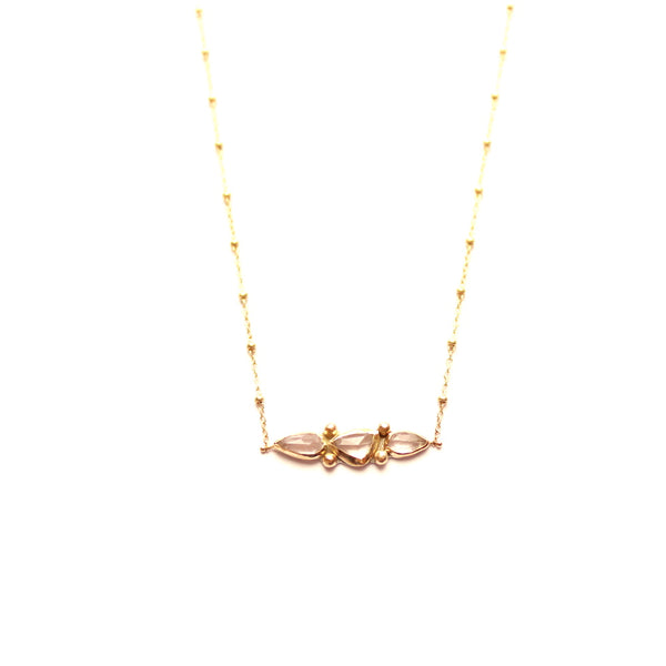 Triple Morganite Necklace in 14k Gold