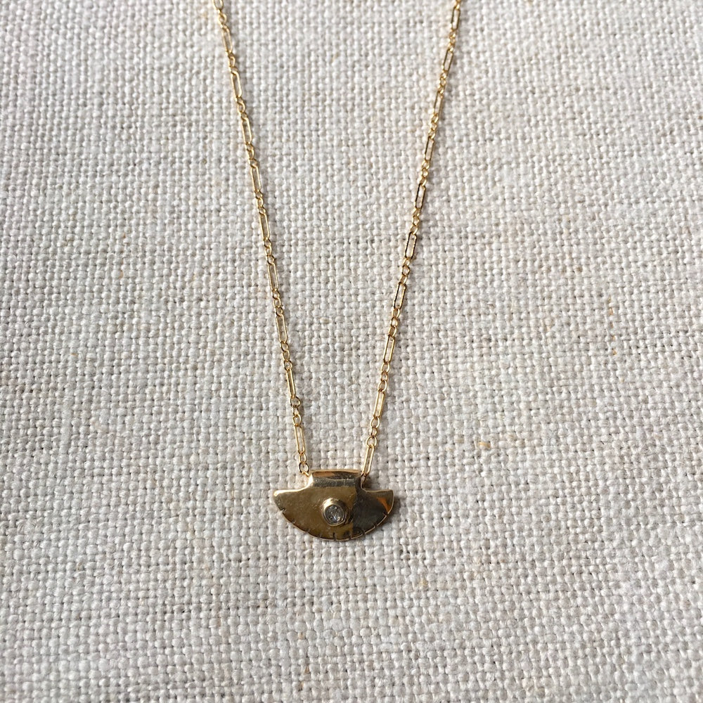 Diamond Disc Necklace in 14k Gold