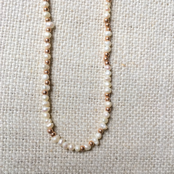 Pearl and Rose Gold Fill Convertible Strand
