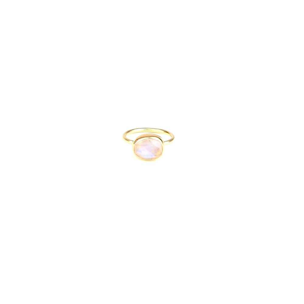 Rose Cut Rainbow Moonstone Ring