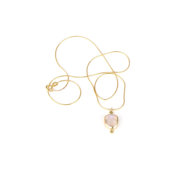 Rose Cut Rainbow Moonstone Necklace
