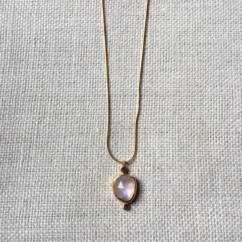 Rose Cut Rainbow Moonstone Necklace