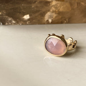 Rose Cut Rose Quartz Crown Ring