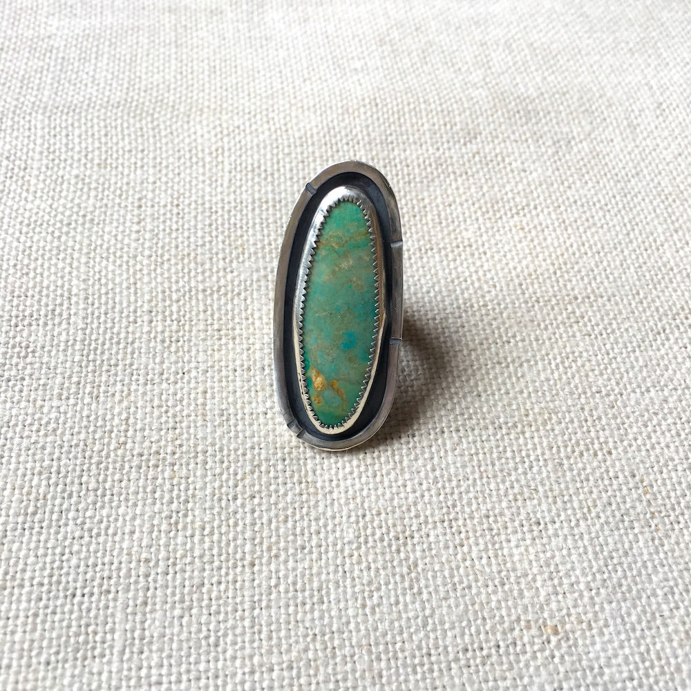 Single Turquoise Line Framed Ring