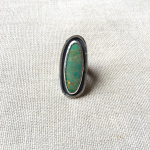 Single Turquoise Line Framed Ring