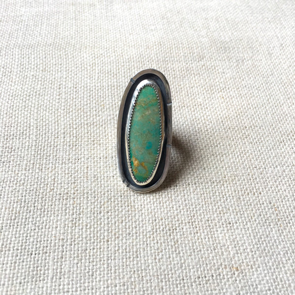 Single Turquoise Line Framed Ring