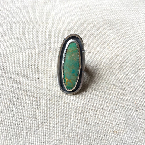 Single Turquoise Line Framed Ring