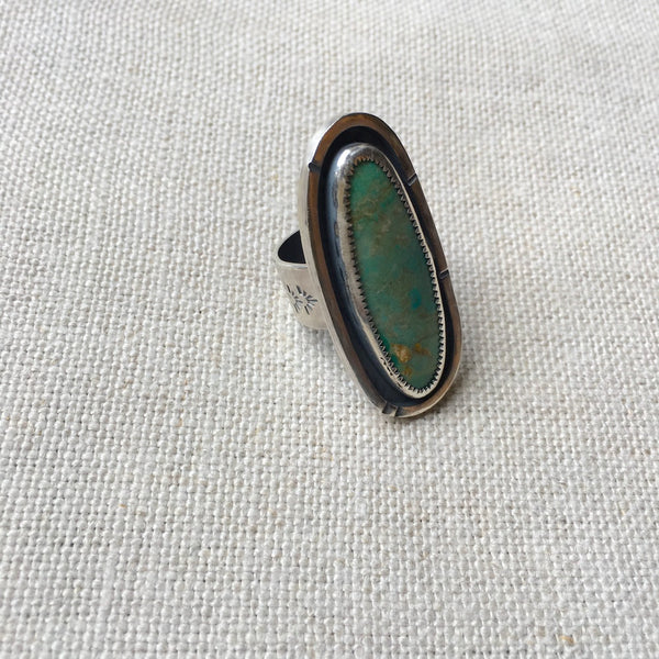 Single Turquoise Line Framed Ring