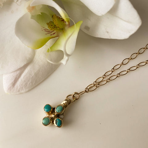 Tiny Turquoise Flower Necklace