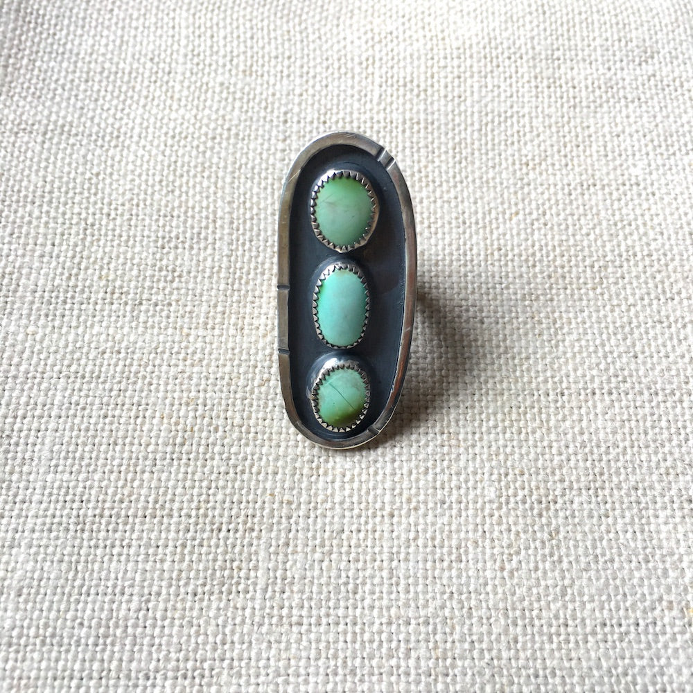 Triple Turquoise Line Framed Ring