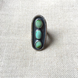 Triple Turquoise Line Framed Ring