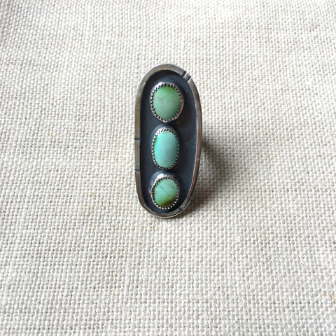 Triple Turquoise Line Framed Ring