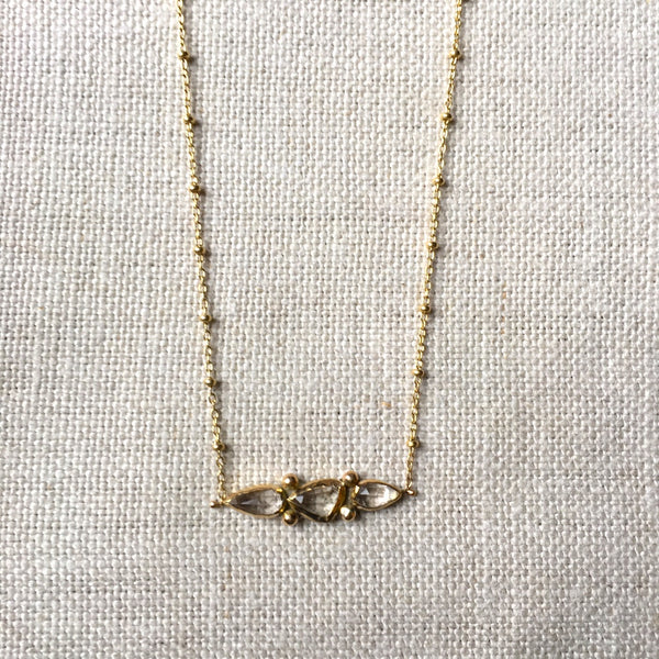 Triple Morganite Necklace in 14k Gold