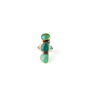 Triple Turquoise Ring with Diamond