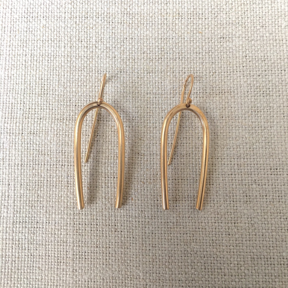 Large Gold Fill Tuning Fork Earrings