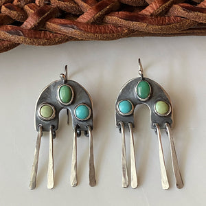 Turquoise Rainbow Tassle Earrings