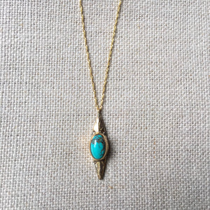 14k Gold Turquoise Double Point Necklace