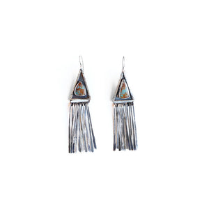 Triangle Turquoise Tassle Earrings