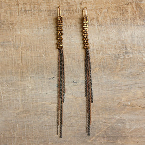 Gold Woven Bead Earrings